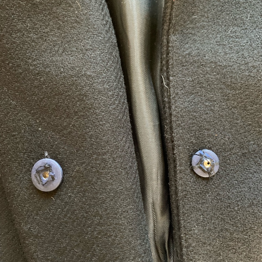 Zara Woman - black- wool and leather coat. - Picture 5 of 7